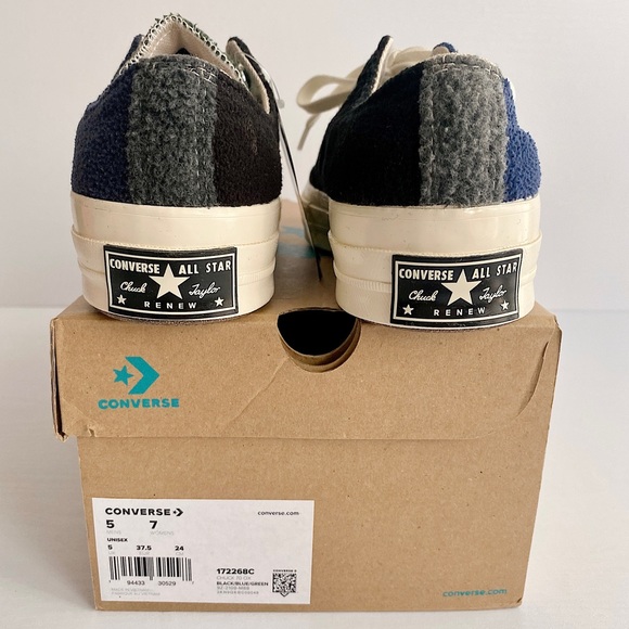 ✨New CONVERSE 70 Beyond Retro Fleece Colorblock Sneaker Black Blue Green Women 7 - Picture 9 of 13